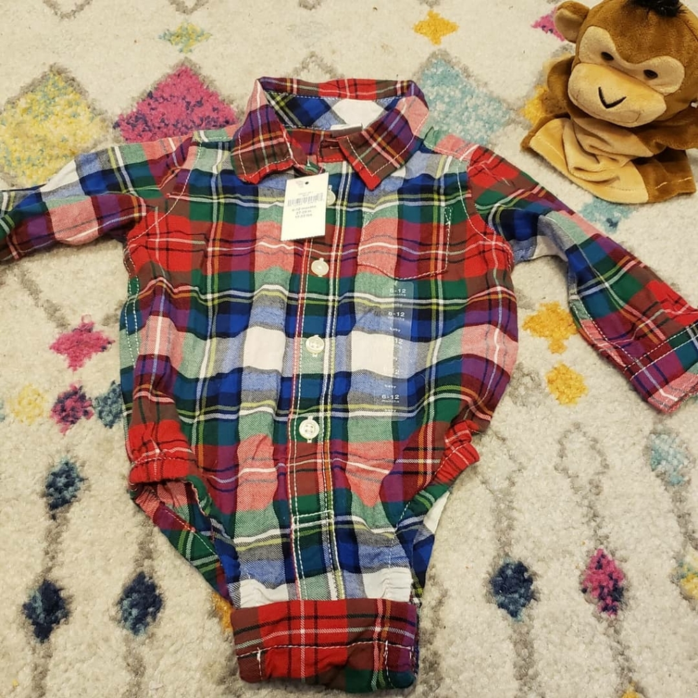 Plaid Buttoned Down Onsie